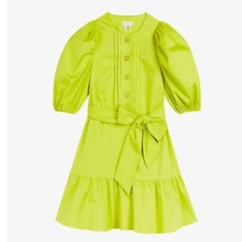 Ted Baker Sofia Ruffle Mini Dress Bright Green Size 4 - Picture 2 of 16